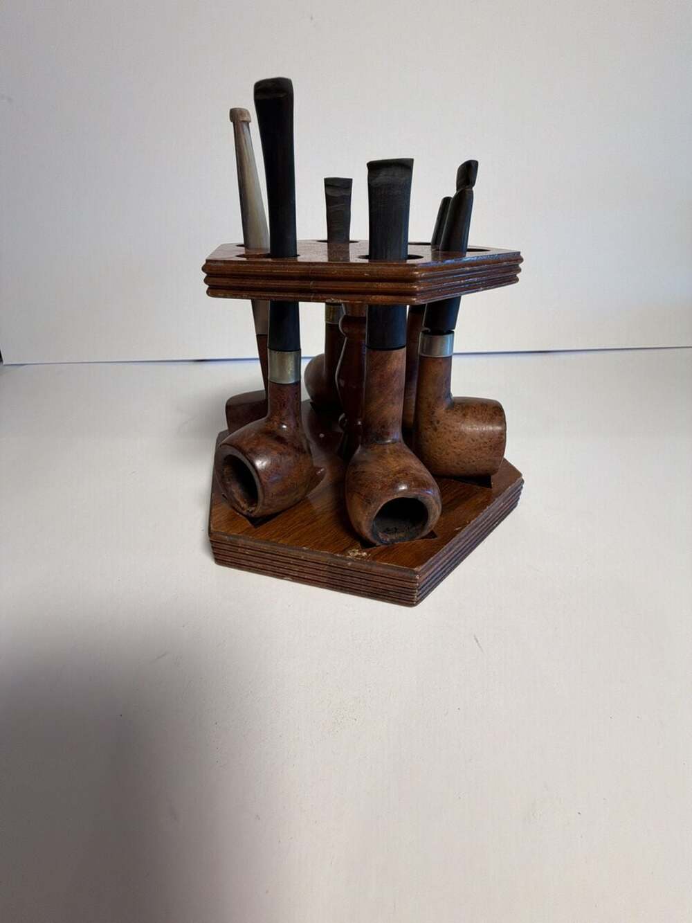 Vintage Decatur Industries Hexagonal 6-Pipe Carousel Stand with Assorted Pipes